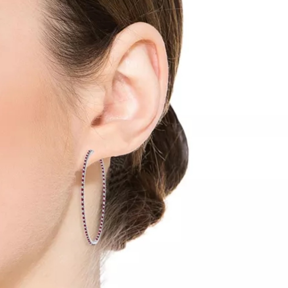 Rachel Glauber Pink and Silver Hoop Earrings
